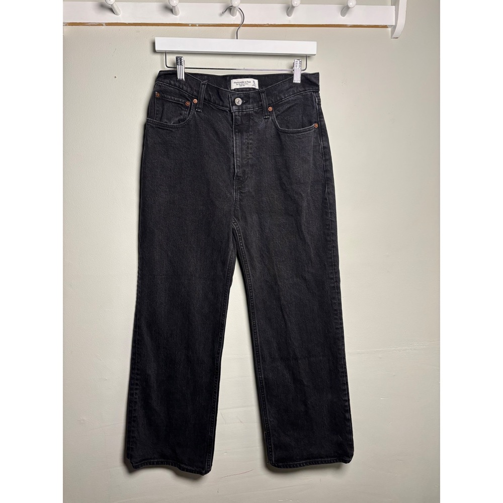 Abercrombie 90s Relaxed Jeans Black High Rise Wide Leg Y2K 28